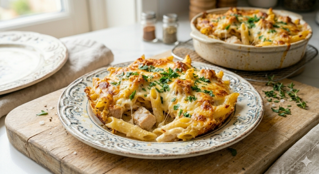 Gratin de Pâtes au Poulet Cru à l'Air Fryer