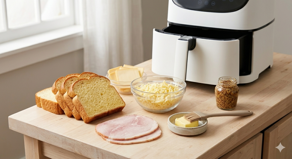 croque-monsieur air fryer prepa