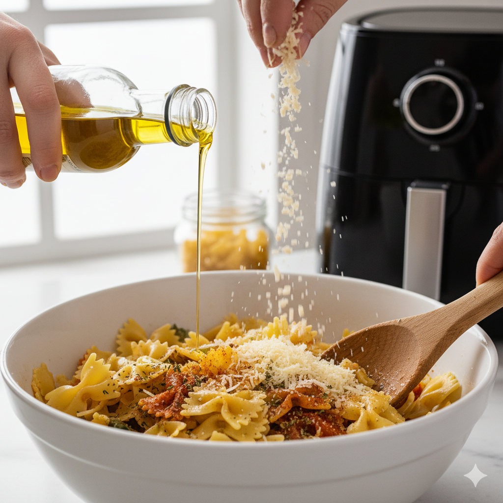 Pasta Chips au Parmesan melange les pates