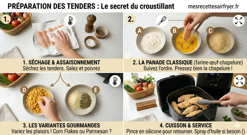 Tenders Air Fryer préparation avec ingredients
