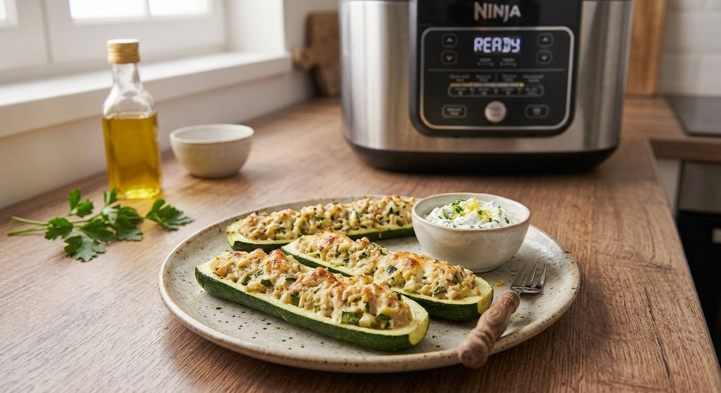 Courgettes farcies au thon et fromage frais au air fryer