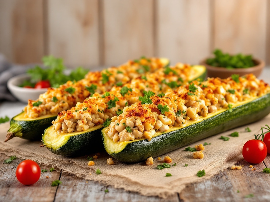 Courgettes farcies au thon et fromage frais