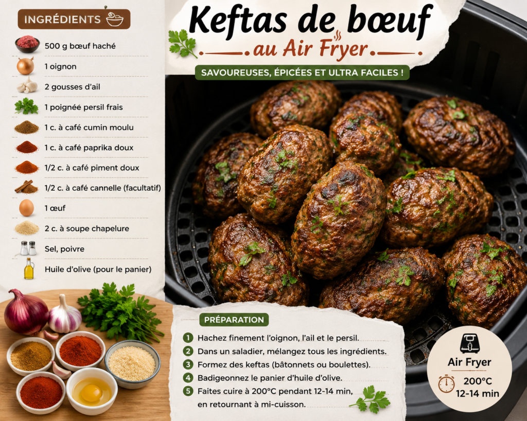 Keftas de bœuf au air fryer