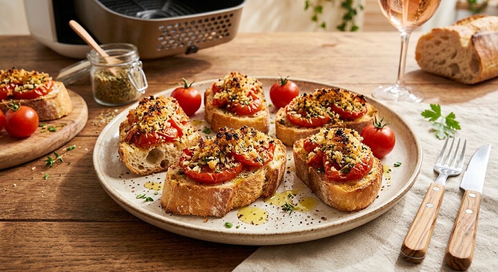 Tomates Provençales au Air Fryer sur du pain