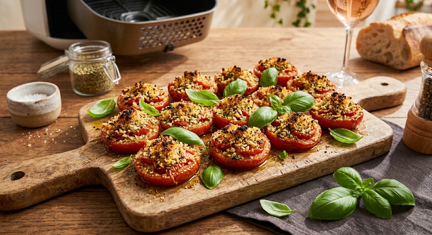 Tomates Provençales au Air Fryer sur du planche