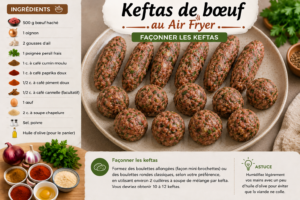 preparation 2 Keftas de bœuf au air fryer.
