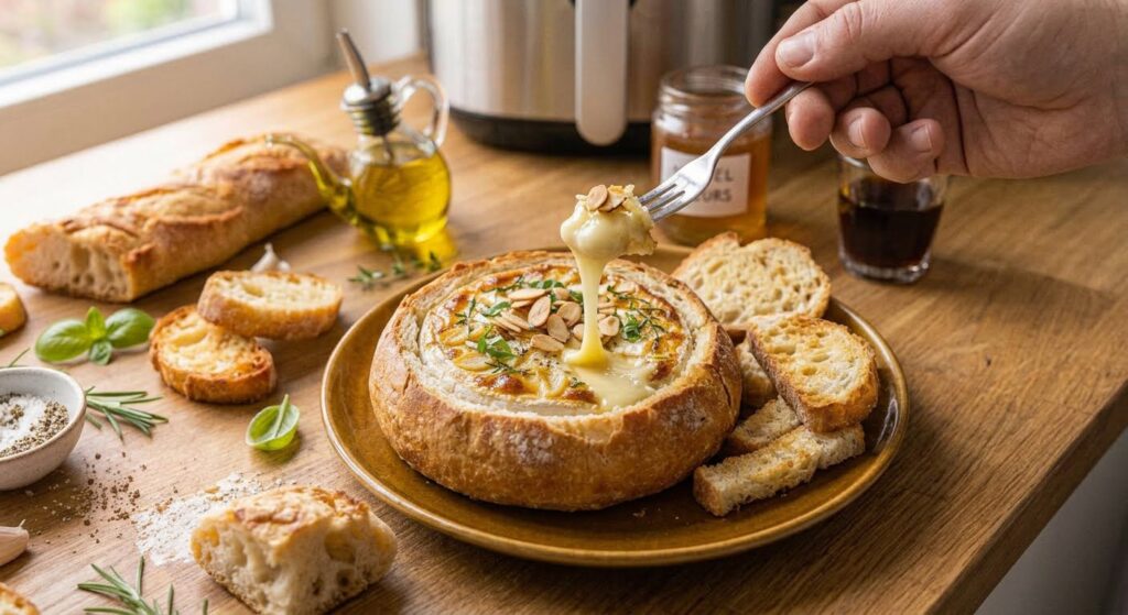 Camembert Rôti au Air Fryer pain rond