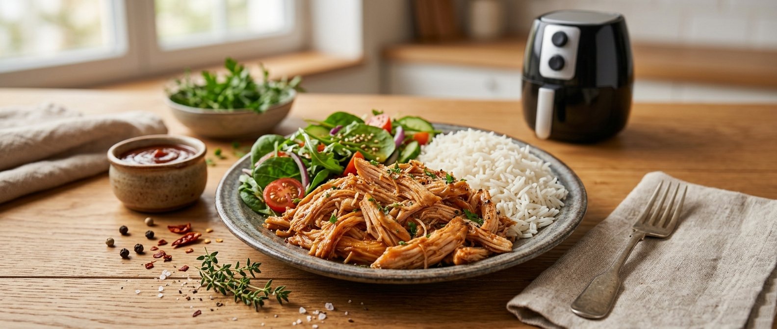 Effiloché de Poulet au Air Fryer : facile, tendre et ultra savoureux