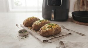 pomme de terre garnie au air fryer servir