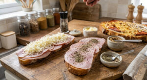 Tartine jambon fromage gratinée à l’air fryer