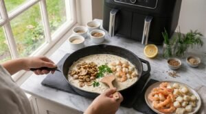 Cassolette de la Mer aux Champignons au Air Fryer