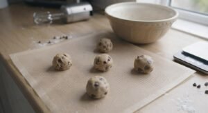 Cookies Air Fryer placement sur le papier cuisson