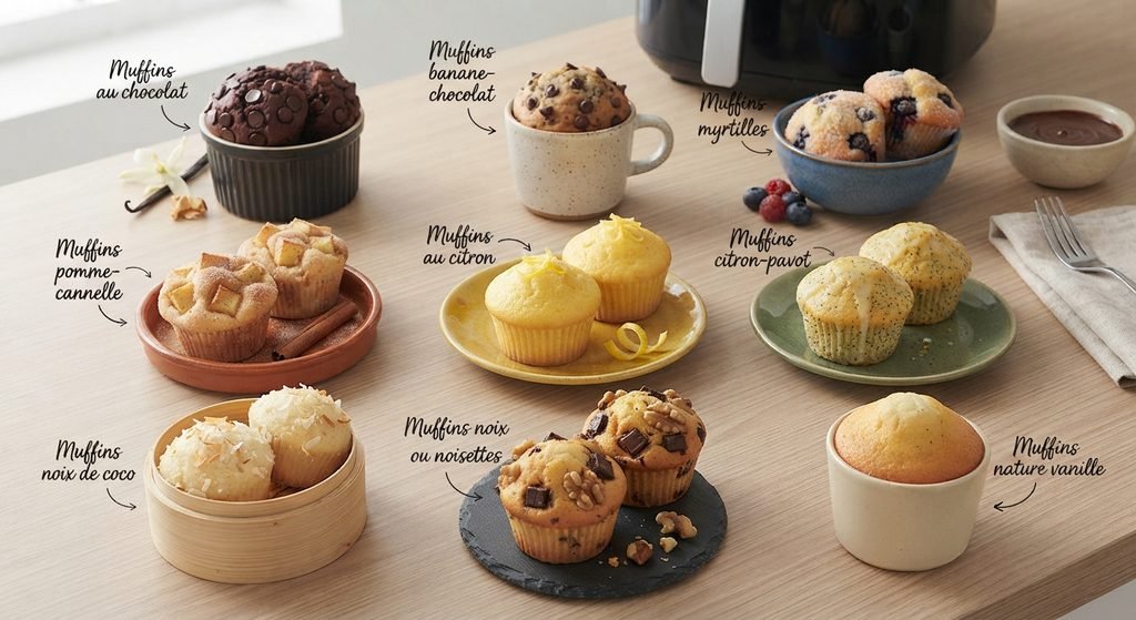 Muffins air fryer : variantes chocolat citron noisette ...
