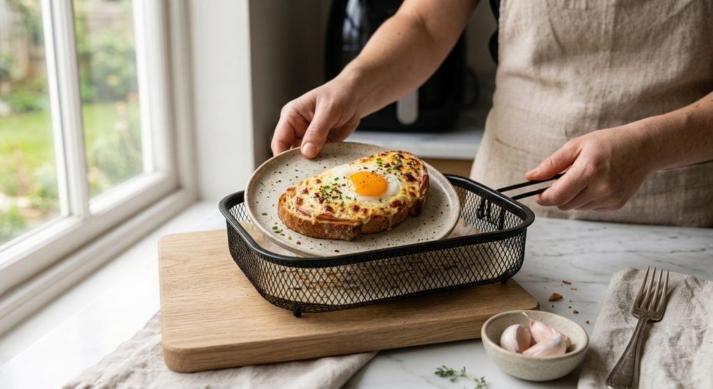 Tartine de la Flemme Air Fryer : Œuf Jambon Fromage pour 1 personne !