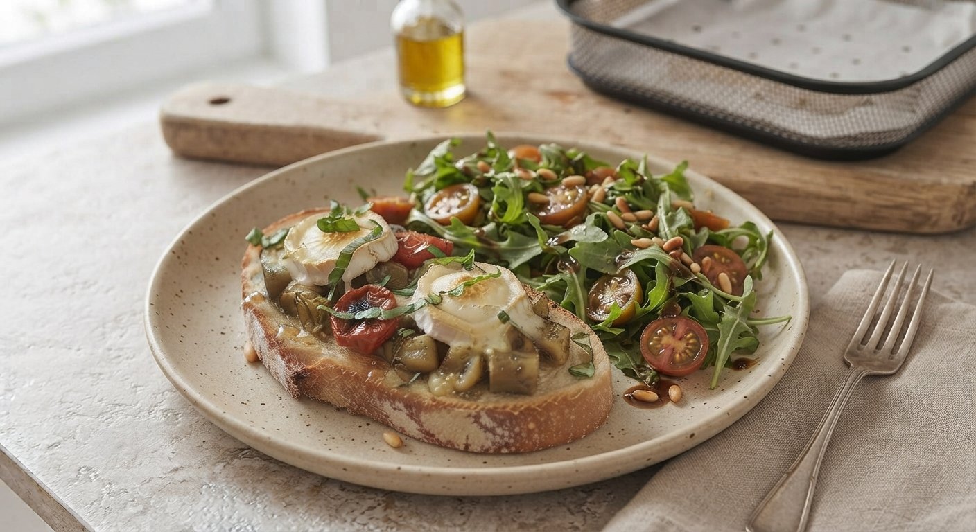 Tartines Provençales au Air Fryer : Aubergines, Tomates Confites et Chèvre